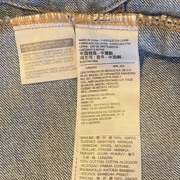 Levi's Hybrid Trucker Jean Jacket Hoodie Combo Gray Blue S #274F - Picture 11 of 13